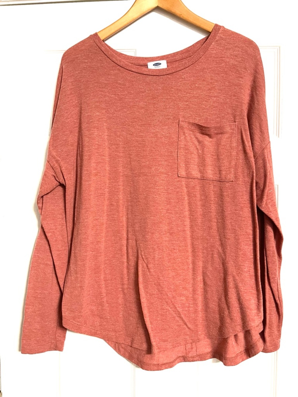 Old Navy Long Sleeve Oversized Crewneck Top Coral
